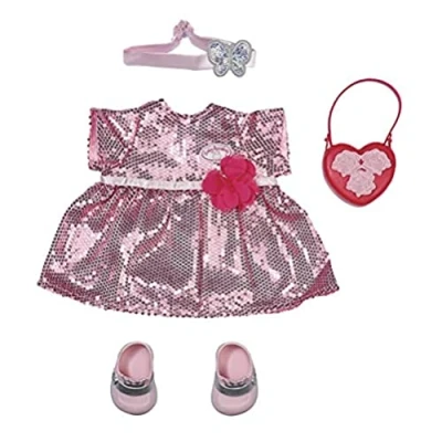 Image of Baby Annabell Deluxe Glamour Outfit 43cm Sparkly, Party Clothes Easy for Small Hands, Creative Play Promotes Empathy &amp; Social Skills, Toddlers 3 Years Up Includes Dress, Shoes More