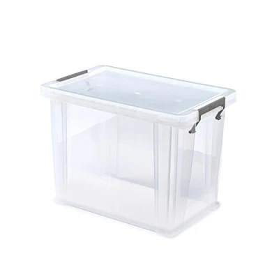 Image of Whitefurze Allstore Container with Silver Clamp, Plastic, Natural, 18.5 Litre