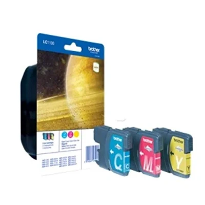Image of Brother LC1100RBWBP Yellow, cyan, magenta original blister ink cartridge for DCP 185, 385, 395, J715, MFC 490, 5490, 5890, 5895, 6890, 790, 795, 990, J615