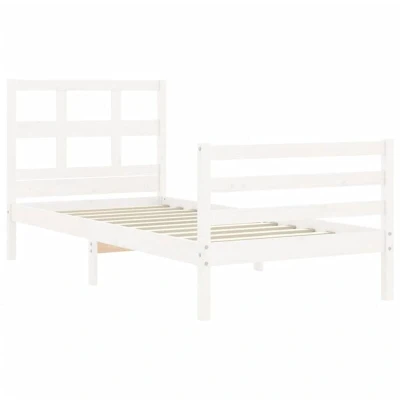 Image of vidaXL Bed Frame without Mattress White Small Single Solid Wood