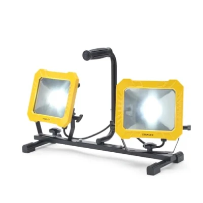 Image of LITECRAFT Stanley Twin Work Light 33W Portable Outdoor COB LED Floodlight Black, Yellow (2 Light)