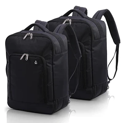 Image of Aerolite 40x30x15 Maximum Size for British Airways, Air France and KLM Hand Cabin Luggage Approved Travel Carry On Under Seat Backpack Also Suitable Other Airlines with 2 Year Guarantee, 2X Black