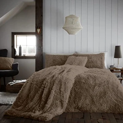 Image of GC GAVENO CAVAILIA Teddy Fleece Duvet Cover Double, Cuddle Fluffy Bedding Set, 3Pcs Thermal Warm Quilt Covers, Mink