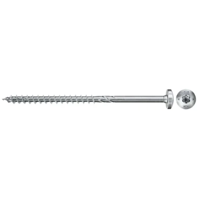 Image of fischer 670534 FPF Power Fast II 6.0 x 80 mm Chipboard Wood Screws, Pan Head with Inner Star TX Partial Thread, Galvanised Blue Passivated, Box of 50