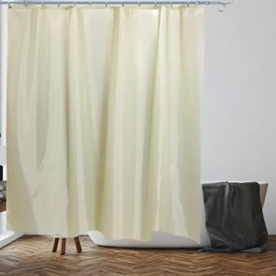 Image of VIROSA Shower Curtain Anti Mould, Mildew Resistant Size 180x180 cm (71 x 71 Inch) Water Repellent Fabric 100% Polyester (Beige)
