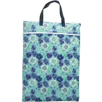 Image of Large Hanging Wet/Dry Cloth Diaper Pail Bag for Reusable Diapers or Laundry (Flower)