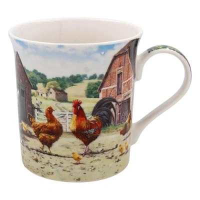 Image of Lesser &amp; Pavey Cockerel Hen Mug Ceramic Coffee Mugs for Home or Work Premium Design All Occasions Lovely Tea, Hot Drinks Macneil Studios