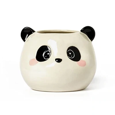 Image of Legami Desk Friends Ceramic Pen Holder, 11.2 x 11.4 cm, Panda Theme, for Desk, Hand Painted
