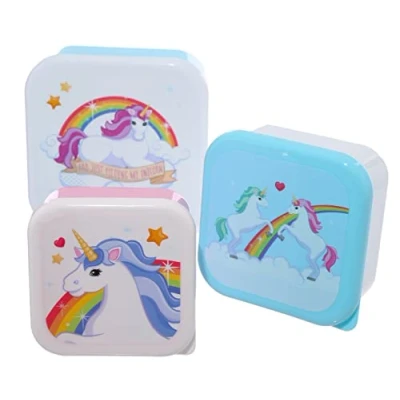Image of Puckator Enchanted Rainbows Unicorn Set of 3 Lunch Box Snack Storage S/M/L Lunchbox with Multi Compartments Small Food Containers for Adults and Kids Girls Boys