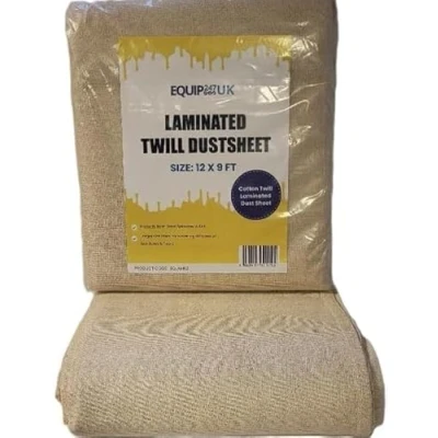 Image of Cotton Dust Sheets for Painting &amp; Decorating Paint Drop Cloth Cover Furniture Reusable (Laminated Cotton, 12ft x 9ft 3.5m 2.6m)