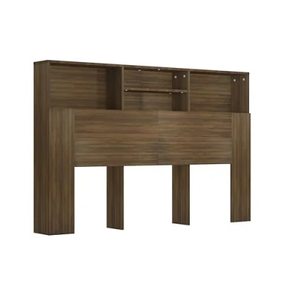 Image of vidaXL Headboard Cabinet Indoor Home Bedroom Furniture Accessory Wall Bed Bookcase Backboard with Compartment Brown Oak