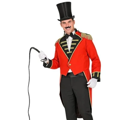 Image of Widmann 48473 Circus Director Costume, Tailcoat, for Men, Carnival, Theme Party, Multicoloured, L
