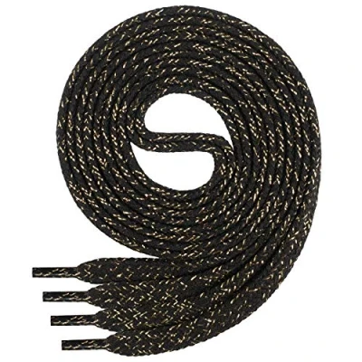 Image of Di Ficchiano 1 pair of quality polyester shoelaces, tear proof, flat, approx. 7.0 mm wide, 15 colours, 70 200 cm long black black/gold