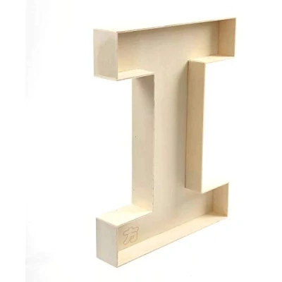 Image of Unfinished Wood fillable Letter I, Handmade Shaped Letter, Box A Z