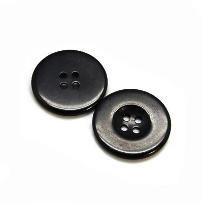 Image of Resin Buttons Black Round 20mm 4 Hole Pack of 20