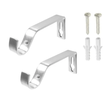Image of HomeElabador Curtain Pole Rod Bracket Pipe Holder 19mm Heavy Duty Drapery Ring Hook Sturdy Metal Alloy (Silver)