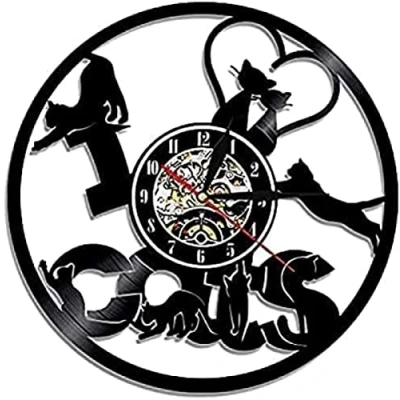 Image of Wall Clock Mute I Love Cat Housewarming Lover Gift With Light Up Silent 30cm