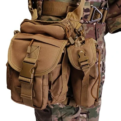 Image of ANTARCTICA Waterproof Military Tactical Drop Leg Pouch Bag Type B Cross Over Rig Outdoor Bike Cycling Hiking Thigh (Brown)