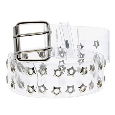 Image of Zac&#039;s Alter Ego Adjustable Clear Transparent PVC Belt with 2 Row Star Eyelets