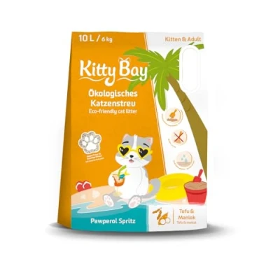 Image of Kitty Bay Pawperol Spritz ECO clumping and dust free cat litter, tofu cassava, 10 litres