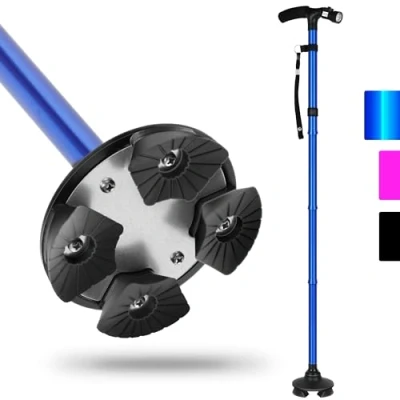 Image of RUNZI Folding Cane with Led Light, Adjustable Canes and Walking Sticks for Arthritis Disabled Elderly (Blue)