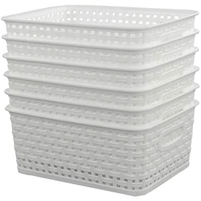 Image of Farmoon White Plastic Weave Basket, Kitchen Storage Baskets, 6 Packs