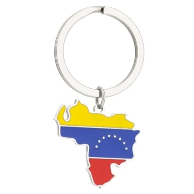 Image of JSGHGDF Venezuela Map Keychains Venezuelan Flag Keyrings Stainless Steel Material For Travelers Culture