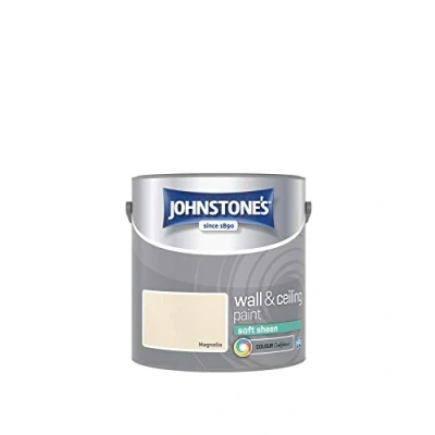 Image of Johnstone&#039;s Wall &amp; Ceiling Paint Magnolia Soft Sheen Finish Emulsion Fantastic Coverage Easy to Apply Dry in 1 2 Hours 12m2 per Litre 2.5L