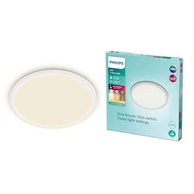 Image of PHILIPS LED Superslim SceneSwitch Dimmable Ceiling Light 2700K 15W IP44 (Warm White White) for Indoor Home Lighting in Livingroom, Bedroom, Bathroom and Kitchen