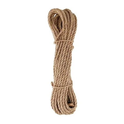 Image of D.RECT Jute Rope 10 m Hemp Rope, Natural Fibre Yarn Twisted Twine for Gardening, Bundling, Camping, Home Decoration Thickness 6 mm