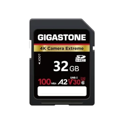 Image of Gigastone A2 V30 32GB 4K Extreme Camera Series SDHC Memory Card 100MB/s Speed Compatible with Canon Nikon Sony Panasonic U3 UHS I Class 10 for UHD Video 1 Mini Case