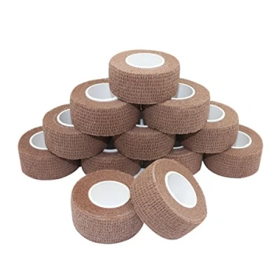 Image of COMOmed Cohesive Bandages Vet Wrap Elastic Bandage Brown 2.5cm x 4.5m 12 rolls Ankle Non woven FDA certified