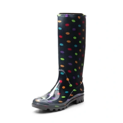 Image of DREAM PAIRS Women Wellington Boots Waterproof Knee High Boots, for Outdoor Garden Hiking Work,Size 3.5,Multispot,SDRB2407W E