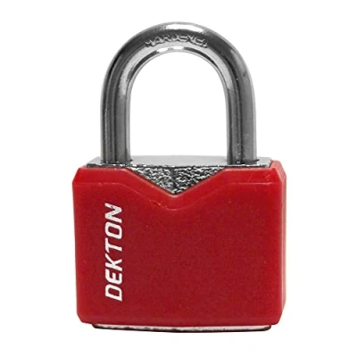 Image of Dekton DT70215 30MM Covered Steel Padlock, Black and Red
