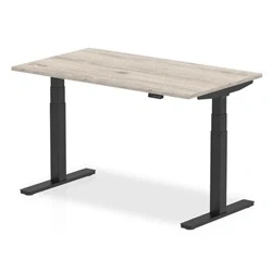 Image of Air 1400 x 800mm Height Adjustable Desk Grey Oak Top Black Leg