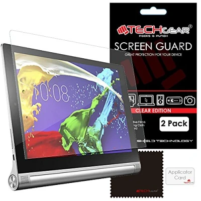 Image of TECHGEAR [Pack of 2] Screen Protectors for Lenovo Yoga Tablet 2 10&quot; (Yoga 10.1 inch Tablet) Ultra Clear Lcd Protector Guard Covers With Cleaning Cloth &amp; Application Card