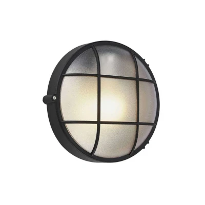 Image of Lindby Alisha outdoor wall lamp, round, black