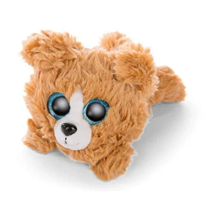 Image of NICI 46923 Hund Original Glubschis Dog Lollidog 15cm Lying Down Stuffed Animal with Big, Glittery Eyes Fluffy Soft Cuddly Toy Lovers, 15 cm
