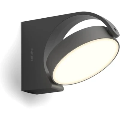 Image of Philips Mimosa Outdoor Wall Light (7 W), Weatherproof with Moving Panel and Warm White LED Lighting, Anthracite