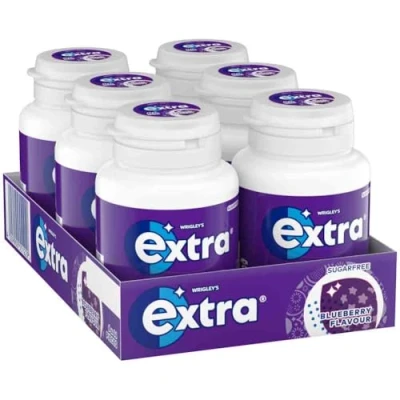 Image of Extra Blueberry Flavour Sugarfree Chewing Gum Bottle 6 x 46 Pieces