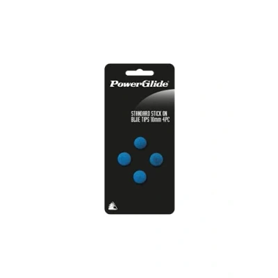 Image of PowerGlide Snooker, Pool or Billiard Cue Tips&#039; Standard Leather Blue 9mm 4 Tips