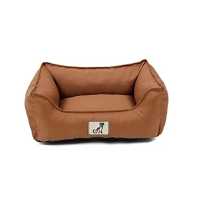 Image of allpetsolutions Waterproof Dog Bed Medium Removable Machine Washable Hardwearing Basket Scratch Proof Oxford Fabric Water Resistant Comfy for Home or Crate Brown 75x58x19cm