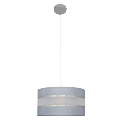 Image of Helen Cylindrical Pendant Ceiling Light Grey, Silver 35cm