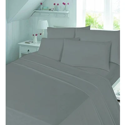 Image of Looms Work® THERMAL 100% Brushed Cotton Boys &amp; Girls Cot Bed/Toddler Bed Fitted Sheet Or Duvet Cover Set (Grey, Sheet)