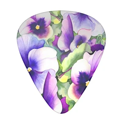Image of Pansy Perfection Guitar Picks 12 Pack, Includes Thin, Medium &amp; Heavy For Acoustic Guitar,Ukulele Etc.