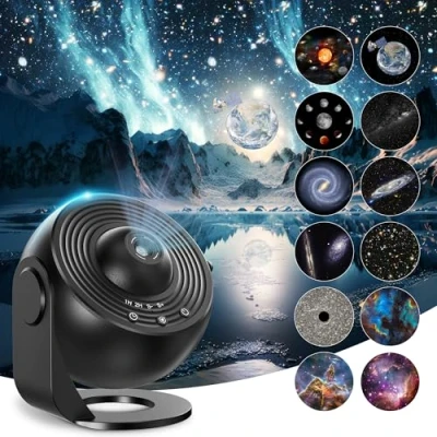 Image of Mexllex 13 in 1 Galaxy Projector Night Light, Planetarium Star with 12 Film Discs, Starry Sky Light Lamp, Moon for Kids Adults Ceiling Bedroom, Party