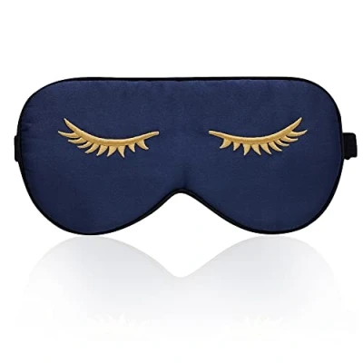 Image of townssilk Silk Sleep mask with Adjustable Strap,Comfortable and Super Soft Eye Ultimate Sleeping aid navyblue pattern4