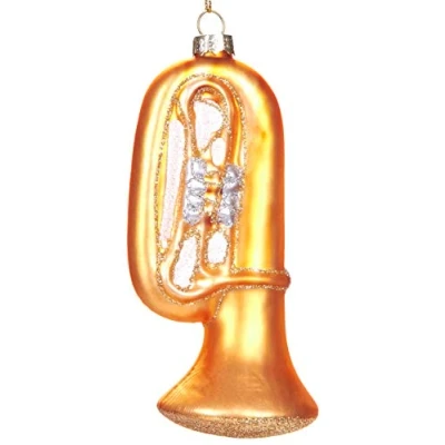 Image of BRUBAKER Trumpet Hand Painted Glass Christmas Bauble Mouth Blown Tree Decoration Figures Funny Pendant Ball 5.1 inches (13 cm)