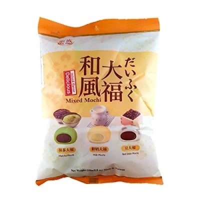 Image of Royal Family Mixed Matcha, Milk &amp; Red Bean Mochi, Rice, 250 g, (Pack of 1)