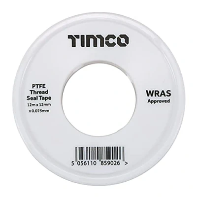 Image of TIMCO PTFE Thread Seal tape Plumbing 12m x 12mm 2 rolls in a pack